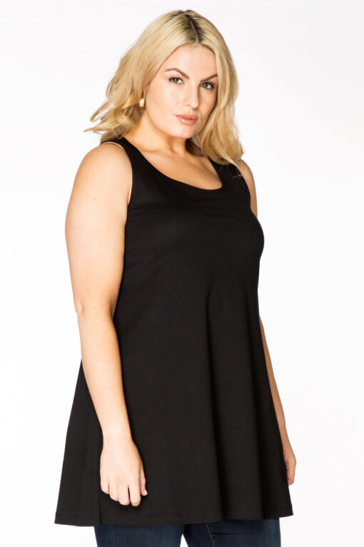 Yoek Top flare | Zwart | Maat 46/48