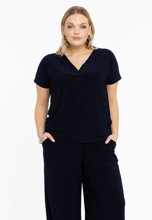 Yoek T-shirt v-hals | Blauw | Maat 42/44