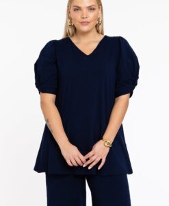 Yoek Tuniek flare met pofmouwen | Blauw | Maat 38/40