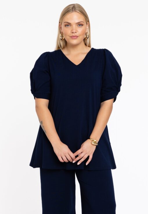 Yoek Tuniek flare met pofmouwen | Blauw | Maat 38/40