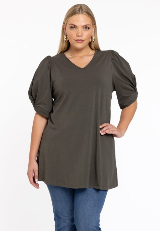 Yoek Tuniek flare met pofmouwen | Licht Groen | Maat 42/44
