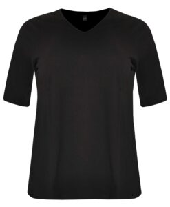 Yoek T-shirt v-hals relax fit | Zwart | Maat 46/48