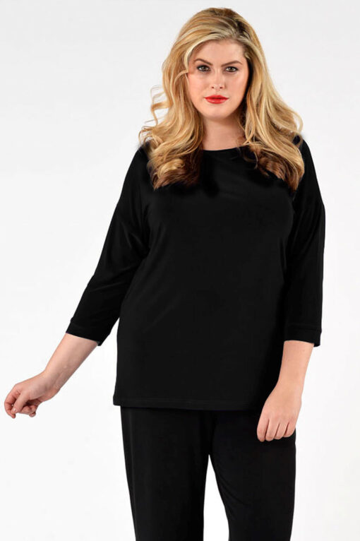 Yoek Shirt wide driekwart mouwen | Zwart | Maat 46/48