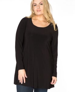 Yoek Tuniek lange mouwen flare | Zwart | Maat 58/60