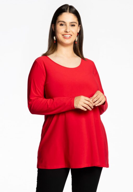 Yoek Tuniek lange mouwen flare | Rood | Maat 50/52