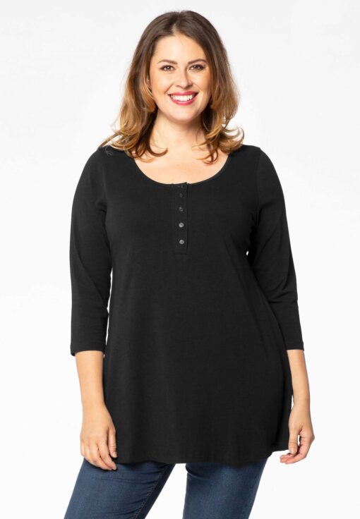 Yoek Tuniek flare fit knopen | Zwart | Maat 38/40