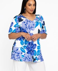 Yoek Tuniek met geplooide mouw SILVERLING | Paars | Maat 42/44
