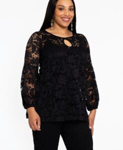 Yoek Tuniek met pofmouw | Zwart | Maat 38/40