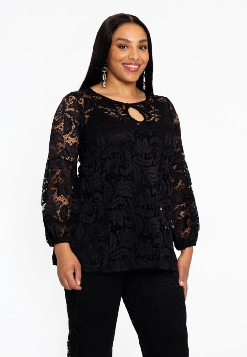 Yoek Tuniek met pofmouw | Zwart | Maat 38/40