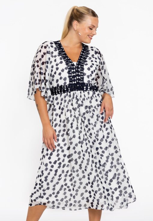 Yoek Jurk met kant PEGGY | Beige | Maat 46/48