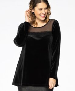 Yoek Tuniek flare mousse / velour | Zwart | Maat 54/56