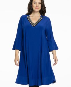 Yoek Jurk met kralen | Blauw | Maat 38/40