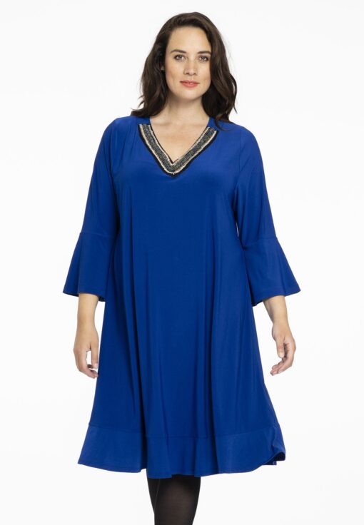 Yoek Jurk met kralen | Blauw | Maat 38/40