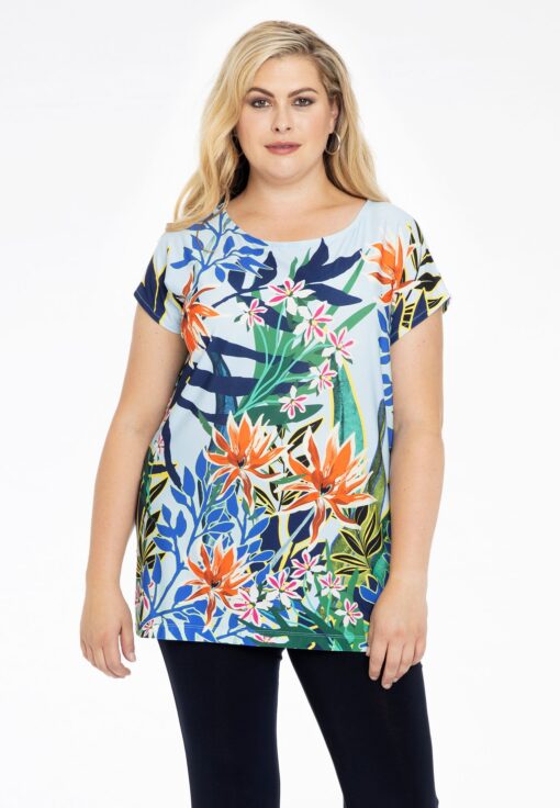 Yoek Shirt wide BOTANIC | Blauw | Maat 38/40
