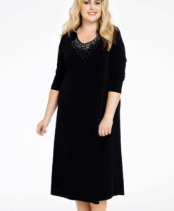 Yoek Jurk A-lijn strass | Zwart | Maat 42/44