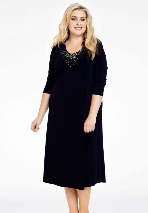 Yoek Jurk A-lijn strass | Blauw | Maat 46/48