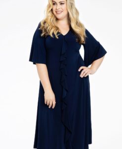 Yoek Jurk midden ruches | Blauw | Maat 42/44