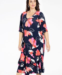 Yoek Jurk met ruches LILY | Blauw | Maat 42/44