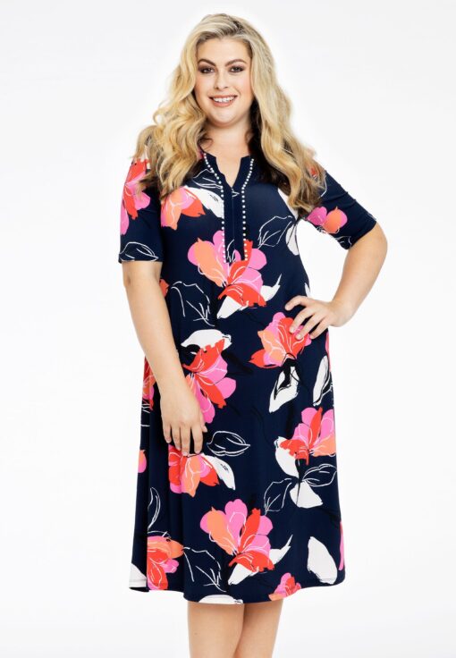 Yoek Jurk A-lijn parels LILY | Blauw | Maat 46/48