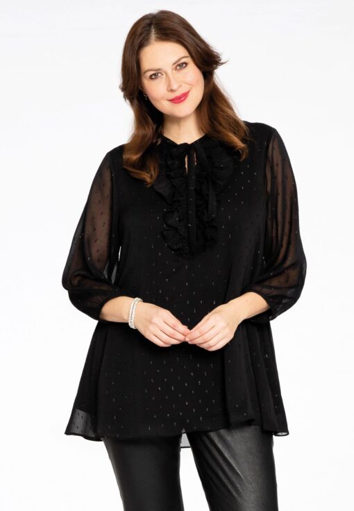 Yoek Tuniek met ruches PONPON | Zwart | Maat 38/40