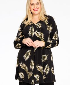 Yoek Tuniek met v-hals PALM | Zwart | Maat 58/60