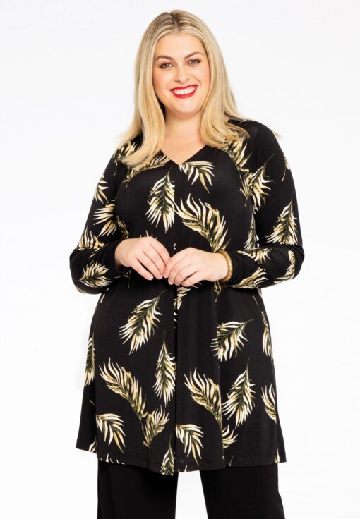 Yoek Tuniek met v-hals PALM | Zwart | Maat 58/60
