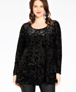 Yoek Tuniek flare FLOCK | Zwart | Maat 42/44