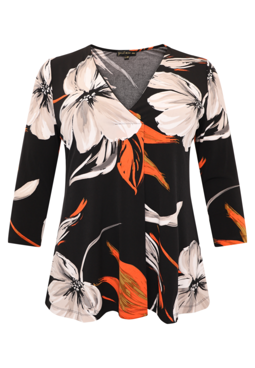 Yoek Shirt CAMELLIA | Zwart | Maat 46/48