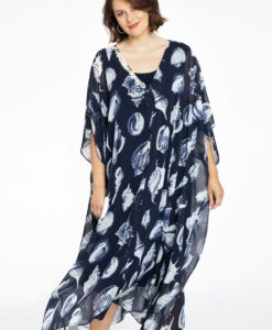 Yoek Blouse-jurk square SEA SHELLS | Blauw | Maat 46/48