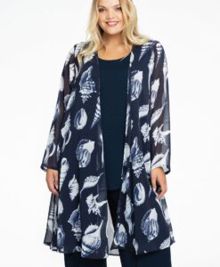 Yoek Cardi-blouse SEA SHELLS | Blauw | Maat 46/48
