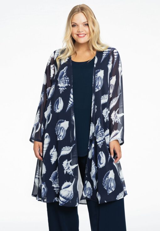 Yoek Cardi-blouse SEA SHELLS | Blauw | Maat 46/48