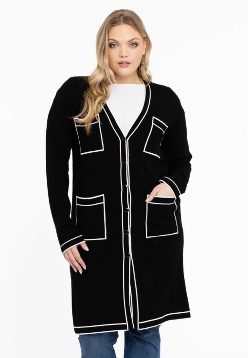 Yoek Vest met contrasterende biezen | Zwart | Maat 46/48