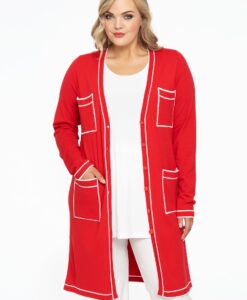 Yoek Vest met contrasterende biezen | Rood | Maat 46/48