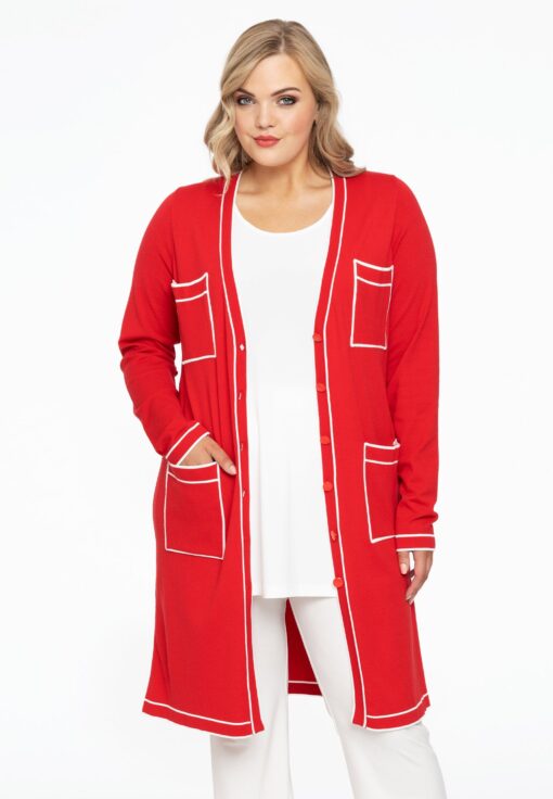 Yoek Vest met contrasterende biezen | Rood | Maat 46/48