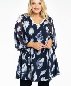 Yoek Tuniek wide bottom SEA SHELLS | Blauw | Maat 38/40