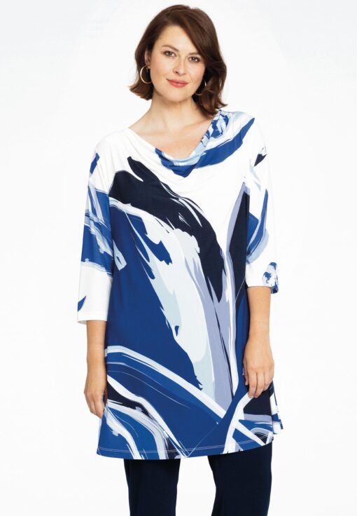 Yoek Tuniek wide bottom waterval VIVIAN | Blauw | Maat 46/48