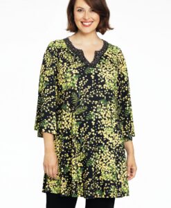 Yoek Tuniek wide bottom strass MIMOSA | Zwart | Maat 46/48
