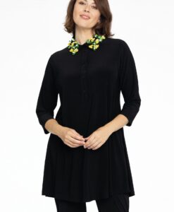 Yoek Tuniek wide bottom met pailletten | Zwart | Maat 42/44