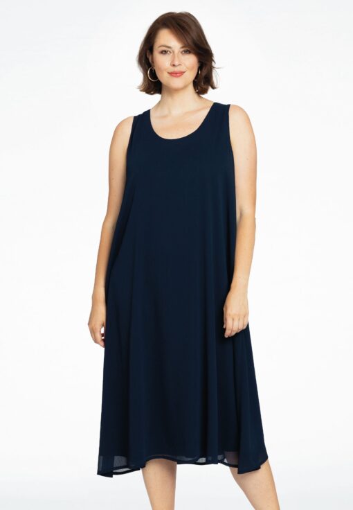 Yoek Mouwloze jurk | Blauw | Maat 42/44