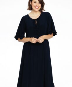 Yoek Jurk met ruches | Blauw | Maat 50/52