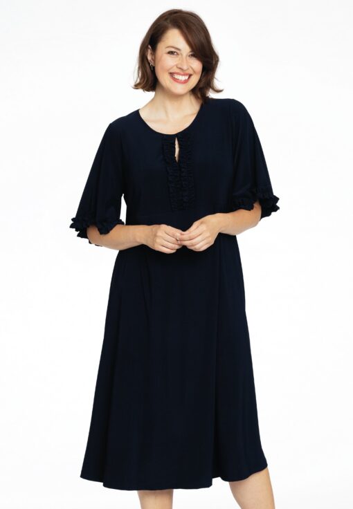Yoek Jurk met ruches | Blauw | Maat 50/52