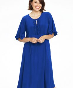 Yoek Jurk met ruches | Indigo | Maat 54/56