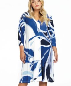 Yoek Jurk v-hals VIVIAN | Blauw | Maat 46/48