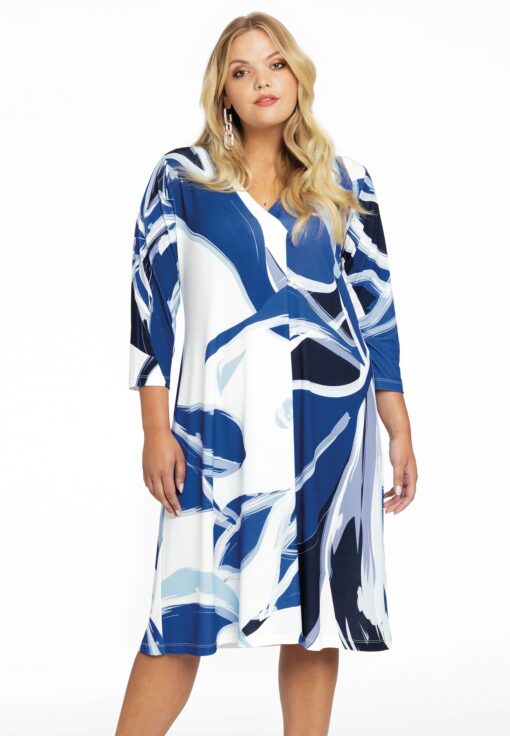 Yoek Jurk v-hals VIVIAN | Blauw | Maat 46/48