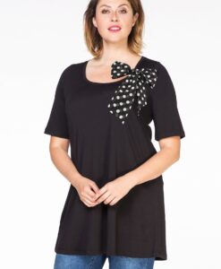 Yoek Tuniek flare met strik Dots | Zwart | Maat 50/52