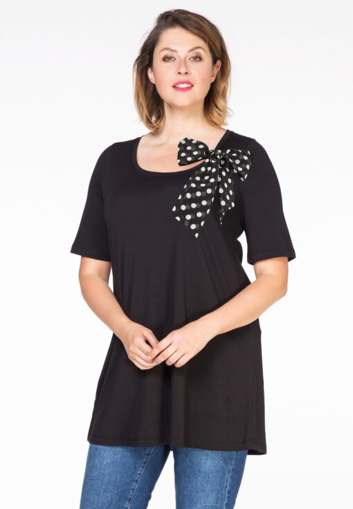 Yoek Tuniek flare met strik Dots | Zwart | Maat 50/52