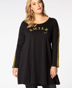 Yoek Tunic wide bottom Smile | Zwart | Maat 54/56