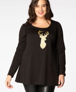Yoek Tuniek rendier flare | Zwart | Maat 38/40