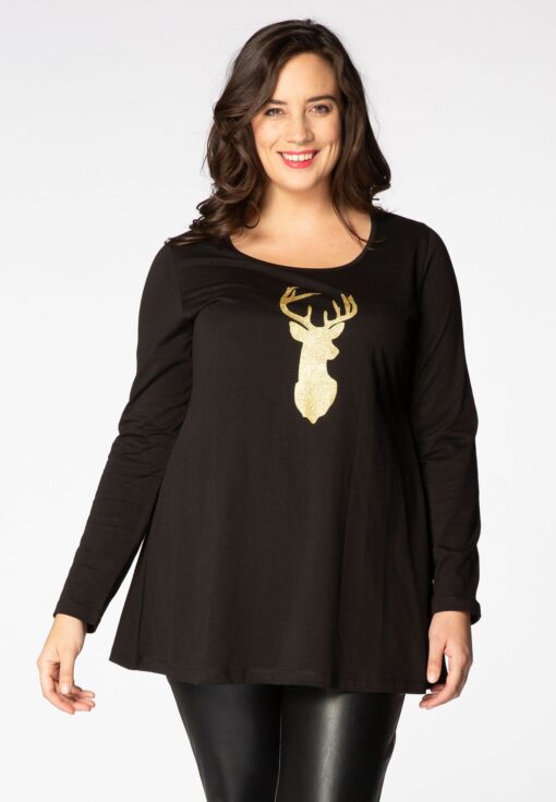 Yoek Tuniek rendier flare | Zwart | Maat 38/40