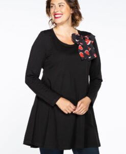Yoek Tunic wide bot. bow | Zwart | Maat 42/44